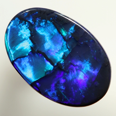 SOLID BLACK OPAL Great pendant stone. Flagstone Harlequin pattern.